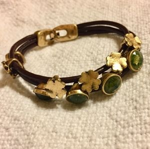 Lucky Brand Leather Clover Bracelet